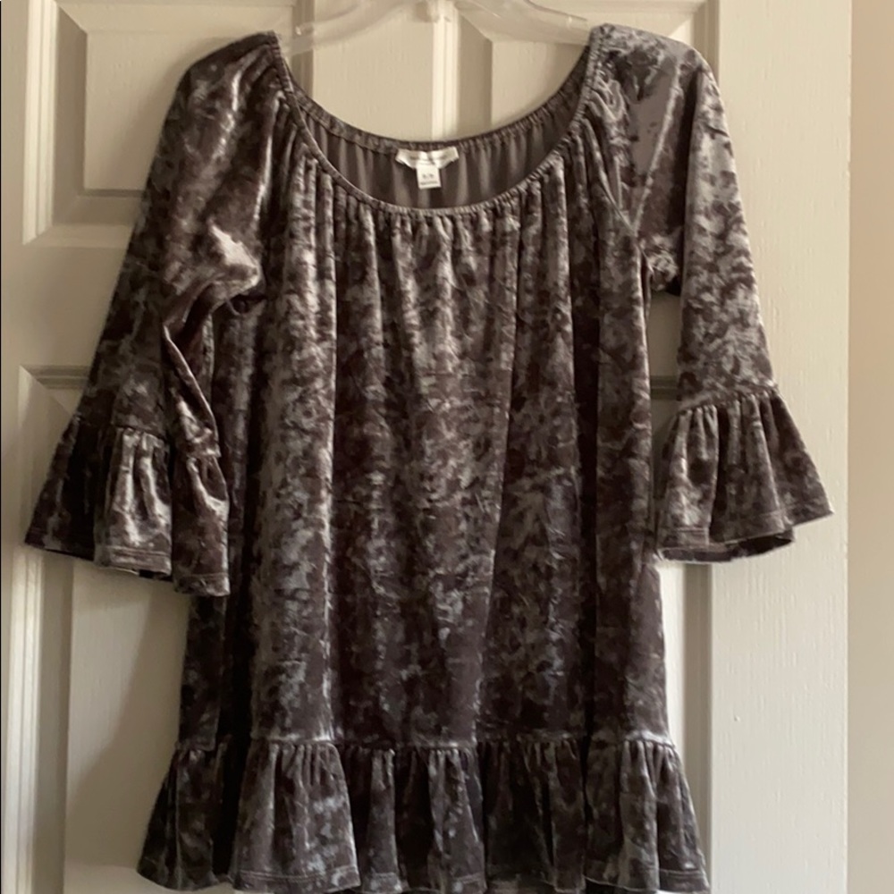 Gray Velvet Top
